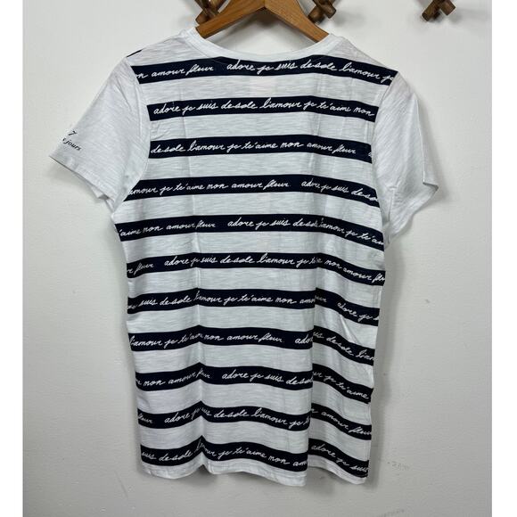 Cinq a Sept Love Letter Stripe Tee in White Multi Size S - Picture 4 of 9